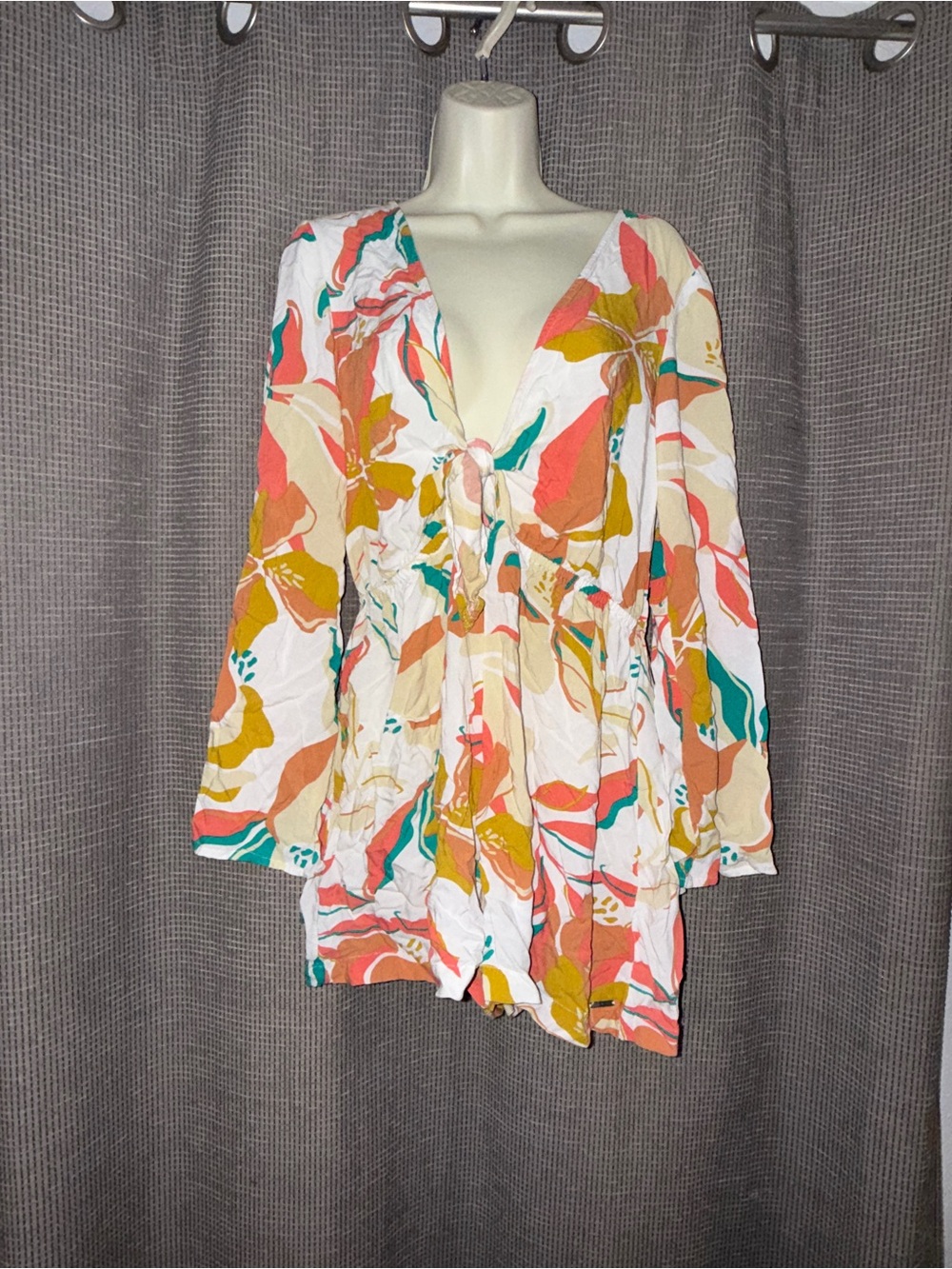 Vibrant Abstract Floral long sleeve romper